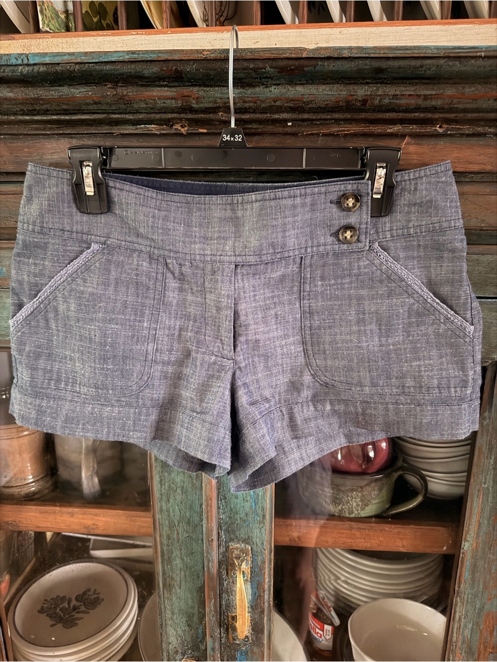 Women's Button-Accent Shorts - Blue
